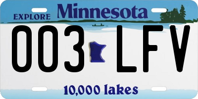 MN license plate 003LFV