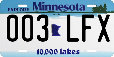 MN license plate 003LFX