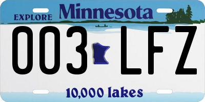 MN license plate 003LFZ