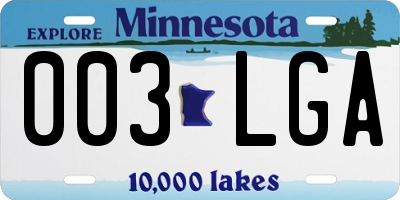 MN license plate 003LGA