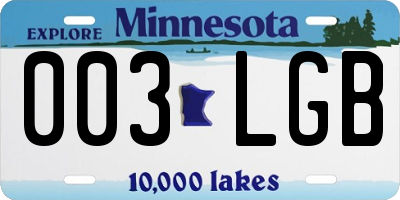 MN license plate 003LGB