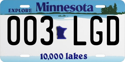 MN license plate 003LGD