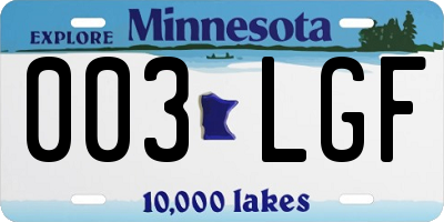 MN license plate 003LGF