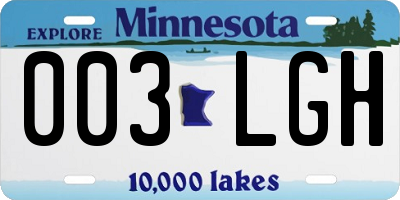 MN license plate 003LGH