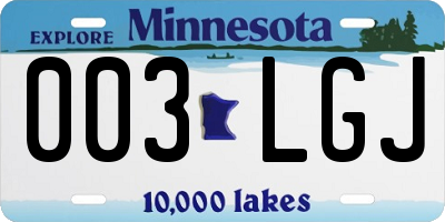 MN license plate 003LGJ