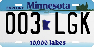 MN license plate 003LGK