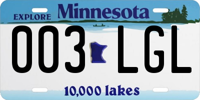 MN license plate 003LGL