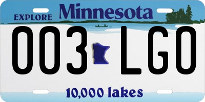 MN license plate 003LGO