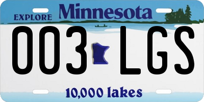 MN license plate 003LGS