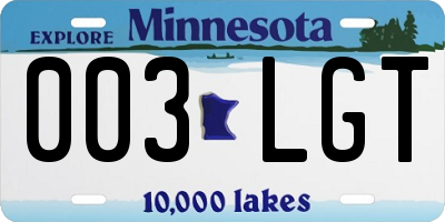 MN license plate 003LGT