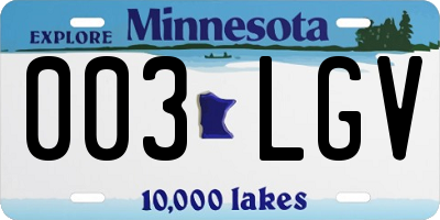 MN license plate 003LGV