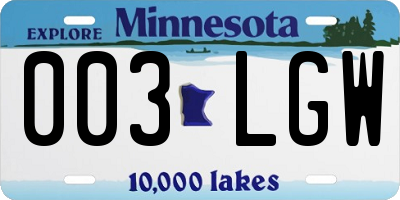 MN license plate 003LGW