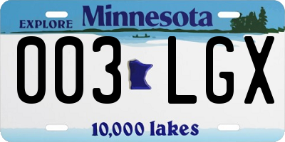 MN license plate 003LGX