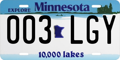 MN license plate 003LGY
