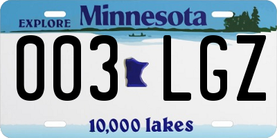 MN license plate 003LGZ