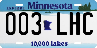 MN license plate 003LHC
