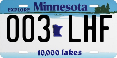 MN license plate 003LHF
