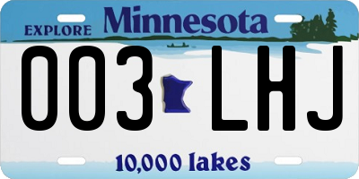 MN license plate 003LHJ