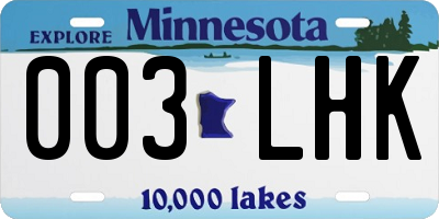 MN license plate 003LHK