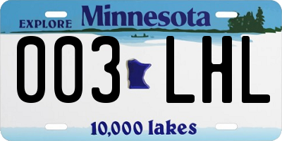 MN license plate 003LHL