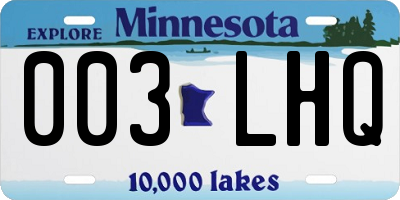 MN license plate 003LHQ