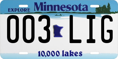 MN license plate 003LIG
