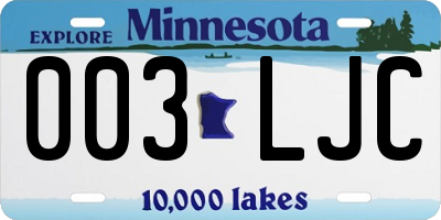 MN license plate 003LJC