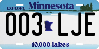 MN license plate 003LJE
