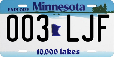 MN license plate 003LJF