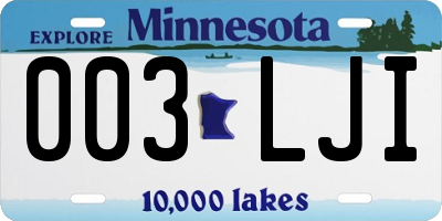 MN license plate 003LJI