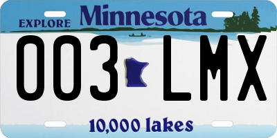 MN license plate 003LMX
