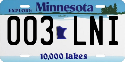 MN license plate 003LNI
