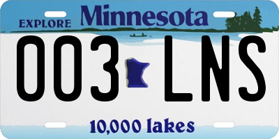 MN license plate 003LNS