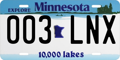MN license plate 003LNX
