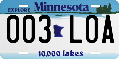 MN license plate 003LOA