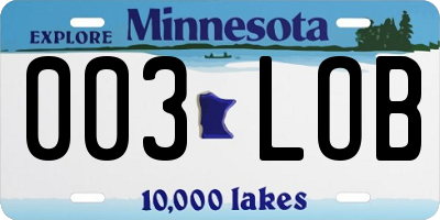 MN license plate 003LOB