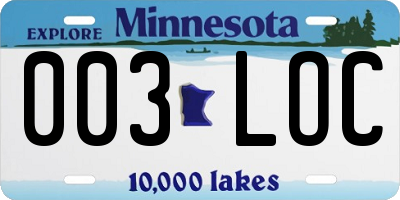 MN license plate 003LOC