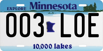 MN license plate 003LOE
