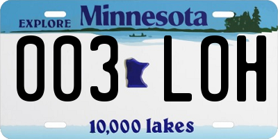 MN license plate 003LOH
