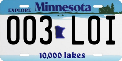 MN license plate 003LOI