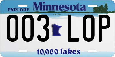 MN license plate 003LOP