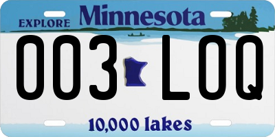 MN license plate 003LOQ