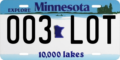 MN license plate 003LOT