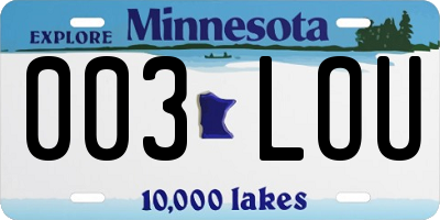 MN license plate 003LOU