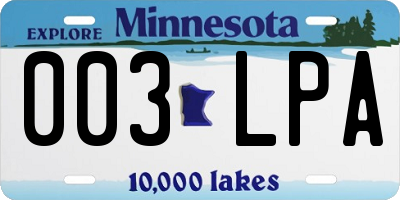 MN license plate 003LPA