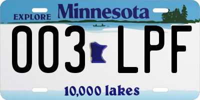 MN license plate 003LPF