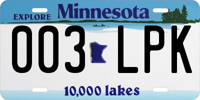 MN license plate 003LPK