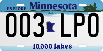 MN license plate 003LPO