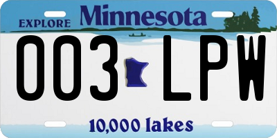 MN license plate 003LPW