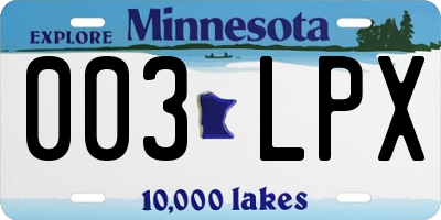 MN license plate 003LPX
